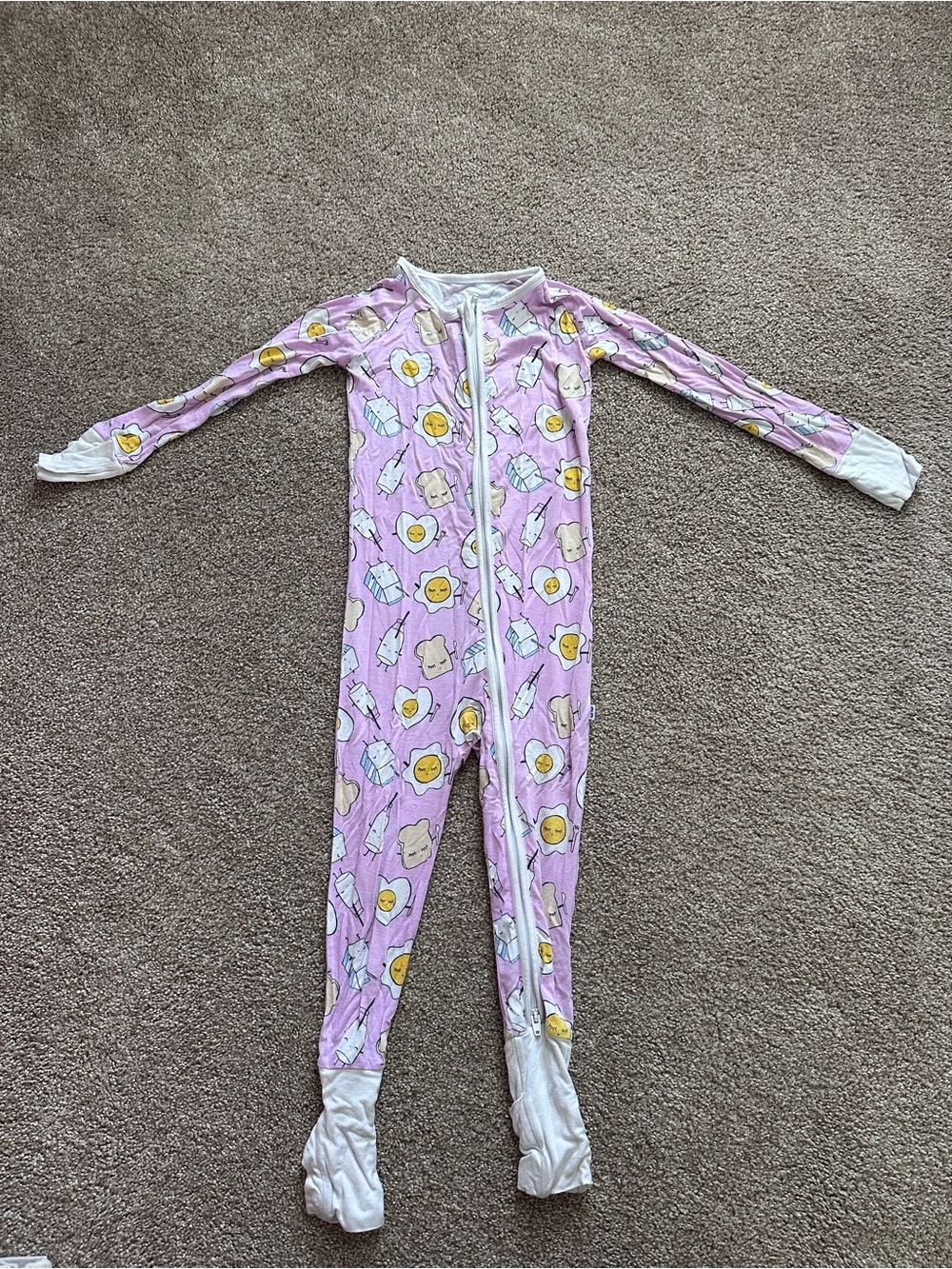 Little Sleepies Lavender Pink Footie with Breakfast Print